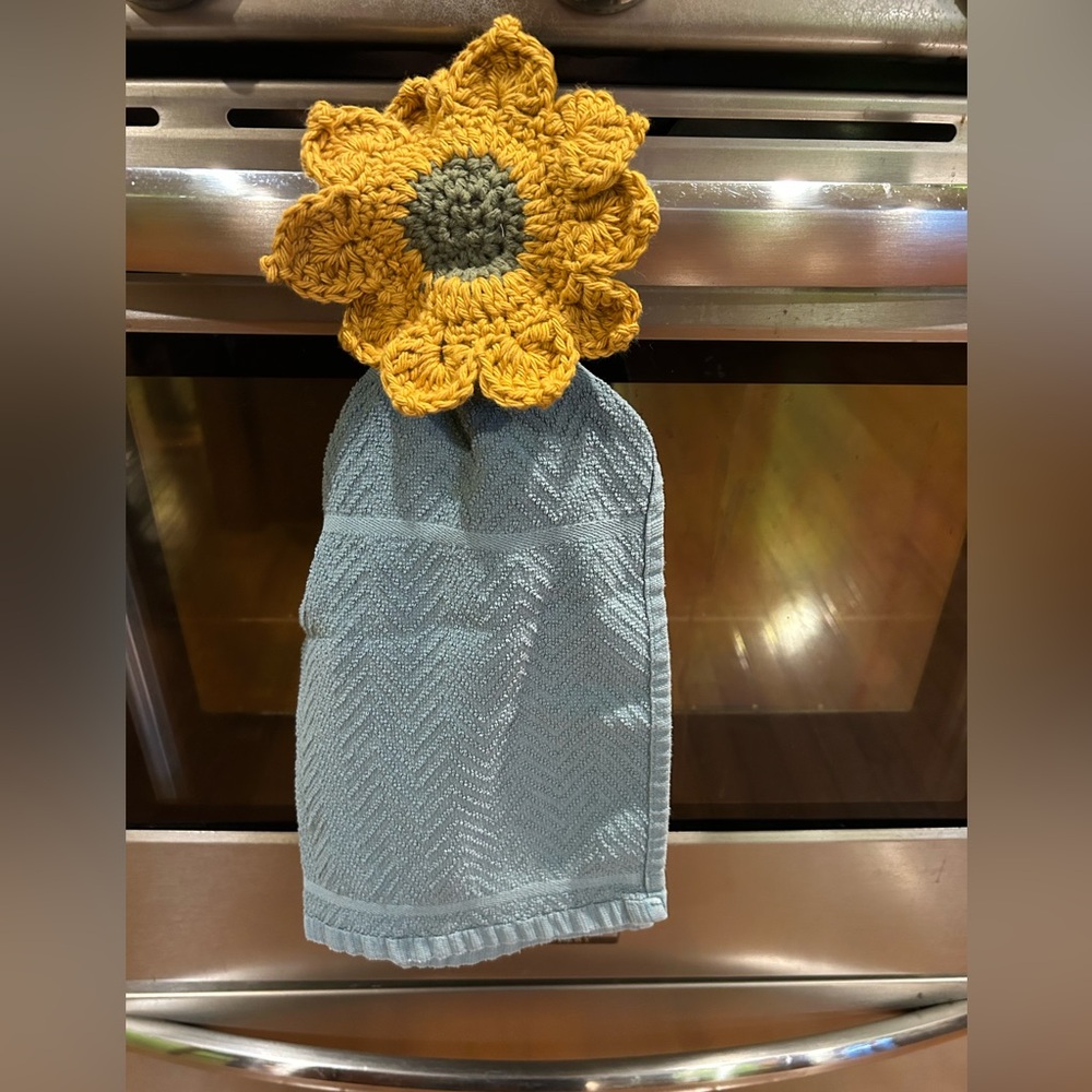 Towel Holder Sunflower Crocheted Handmade